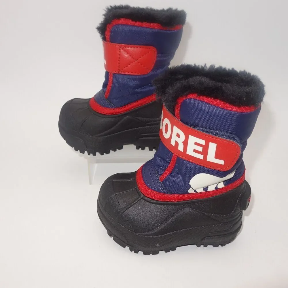 NEW Sorel Snow Commander Winter Boots Black Blue Red Kids Toddler Size 4